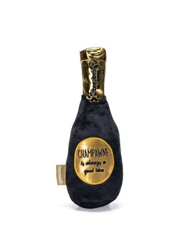 Champagnefles Pluche Zwart/Goud