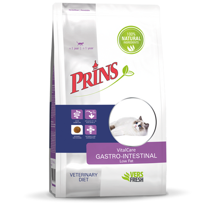 Prins Dieetvoedingen kat GASTRO-INTESTINAL Low fat Natuurlijke krokante dieetvoeding voor katten ter compensatie voor een slechte spijsvertering
